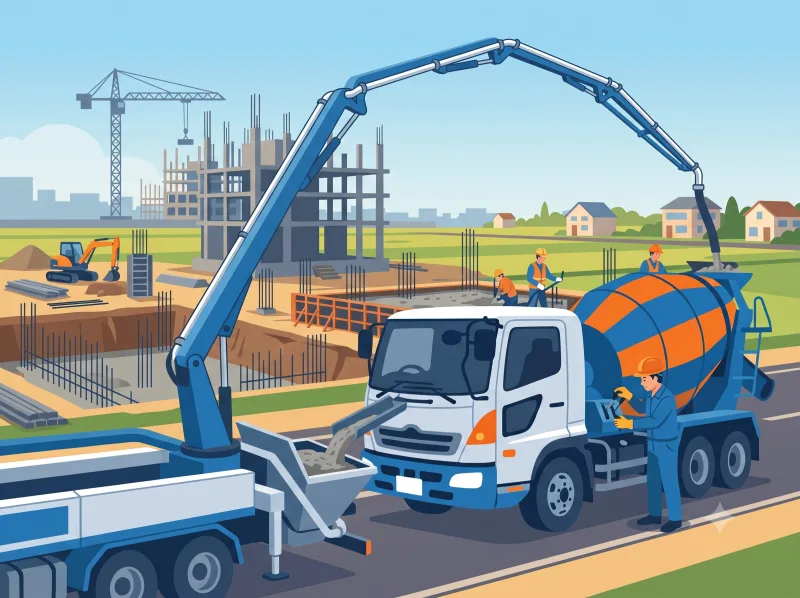 現場での荷卸しのイラスト